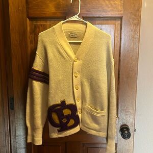 Vintage 60s Varsity Letterman Wool Cardigan Sweater Size M-L